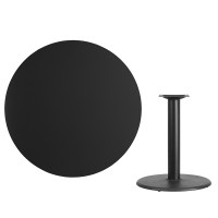 Flash Furniture XU-RD-42-BLKTB-TR24-GG 42" Round Black Laminate Table Top with 24" Round Table Height Base
